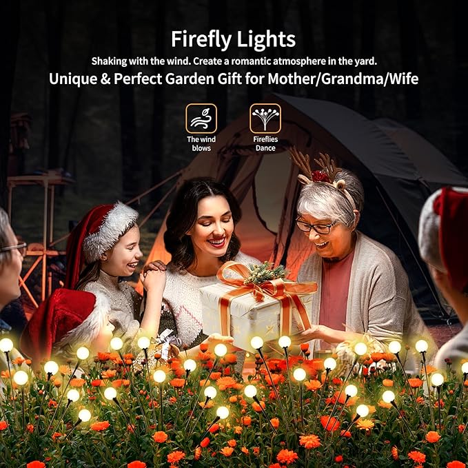 Solar Lights Outdoor Waterproof, 10 Packs 80LED, Solar Garden, Patio, Garden Decor, Patio Decor, Firefly Outdoor, Unique Gifts for Women, Gifts for Grandma-VerdiqueGarden