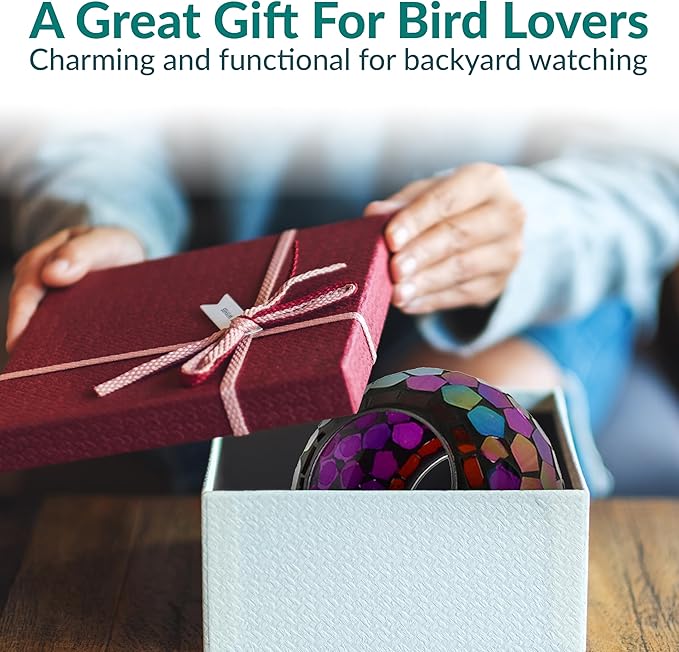 Sunnydaze 6-Inch Glass Mosaic Hanging Bird Feeder for Outdoors - Fly-Through Wild Bird Feeder - Iridescent Purple Mosaic-VerdiqueGarden