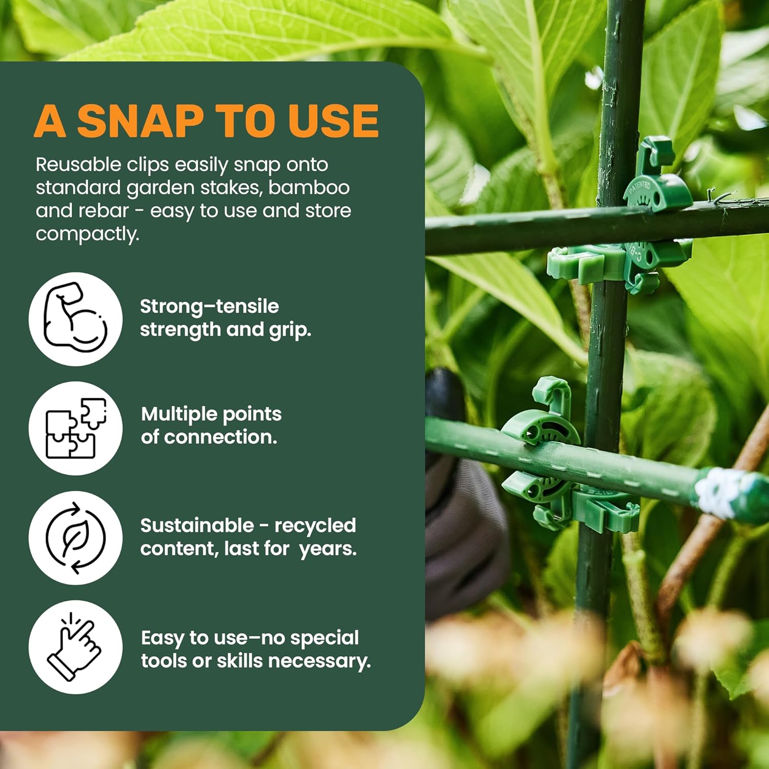 Plant Mixed Color & Size Support Clips | Tomato Cage Connectors for Trellis, Garden Stakes, Wire Fence, Climbing Plants, Vine, Gardening Protection | 50 Lime (5/16") + 50 Green (7/16")-VerdiqueGarden