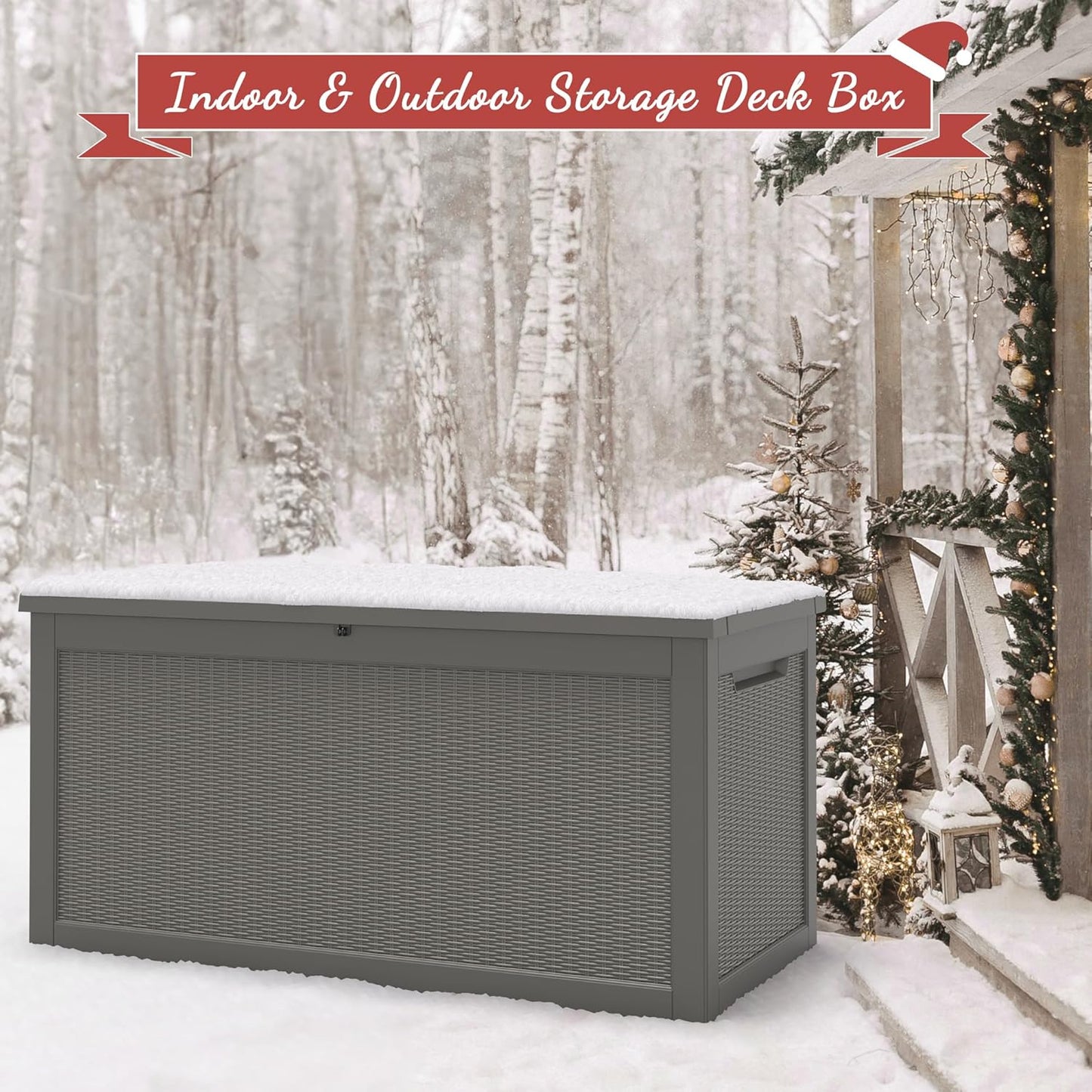 NUNU LAB 260 Gallon Outdoor Storage Box,Resin Large Sturdy Deck Box, Backyard Outside Storage Box Waterproof with Double Wall Panels,Package Delivery Garden Outdoor Hose Storage Bin-VerdiqueGarden