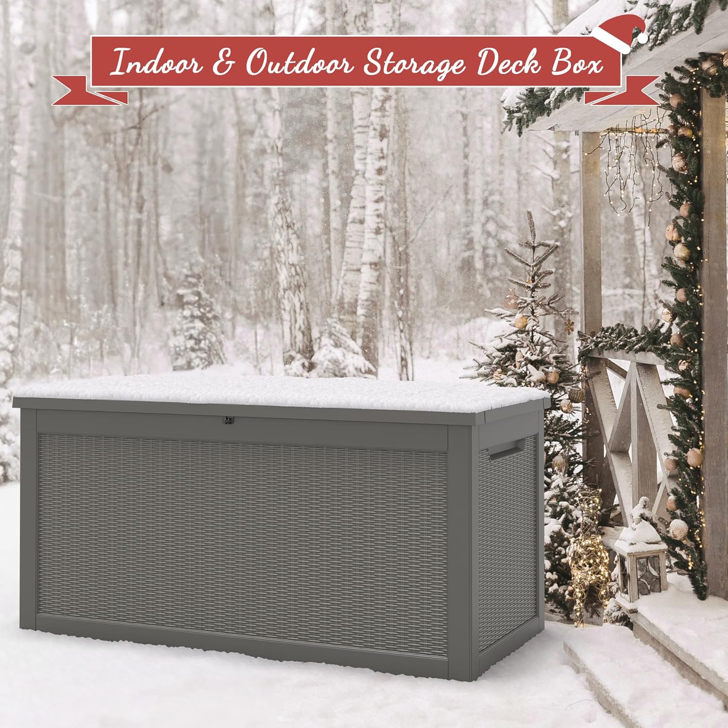 NUNU LAB 260 Gallon Outdoor Storage Box,Resin Large Sturdy Deck Box, Backyard Outside Storage Box Waterproof with Double Wall Panels,Package Delivery Garden Outdoor Hose Storage Bin-VerdiqueGarden