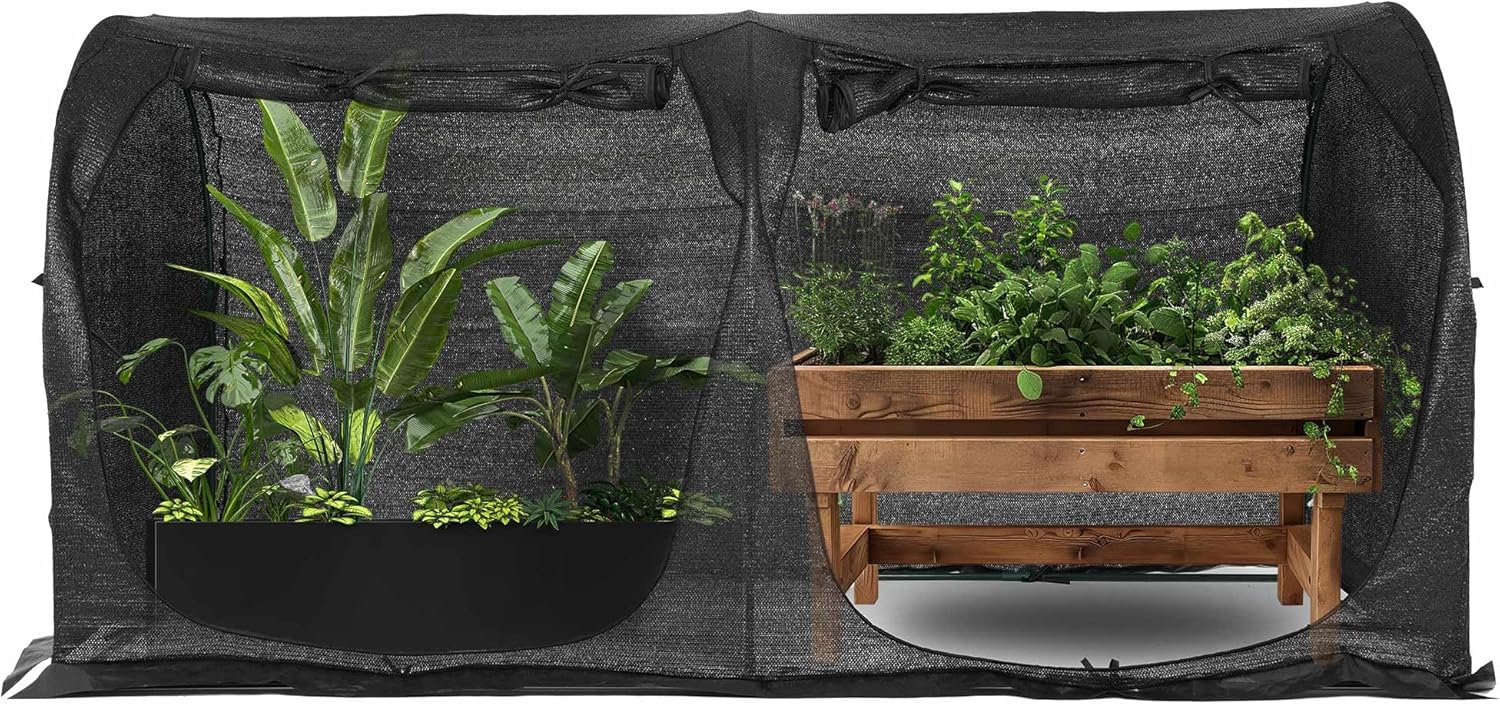 Large Tunnel 8.2'x4' Sunshade Cloth Gardening Net,Easy Set up 4FT Tall Crops Shade Cover, UV Resistant Plant 80% Sunblock Net for Vegetables,Fruits and Mini Flower Pot with Stakes and Carry-VerdiqueGarden