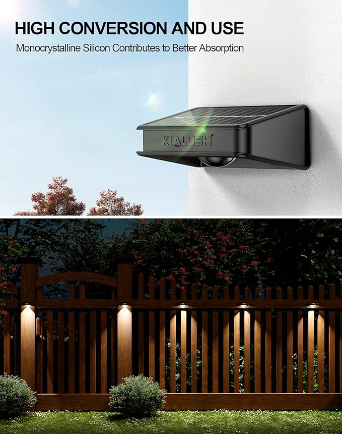 10 Pack Solar Fence Lights - 3 Modes, 9 Colors Outdoor Solar Lights, Waterproof IP 65, 35lm for Step, Stair, Deck, Wall, Patio, Walkway, Porch-VerdiqueGarden