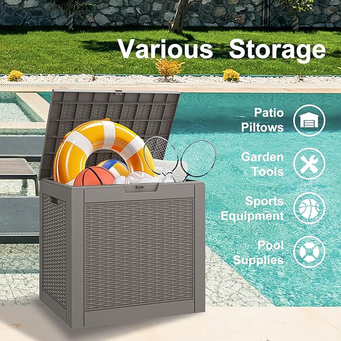 NUNU LAB 31 Gallon Outdoor Storage Box Waterproof,Indoor Outside Deck Boxes,Backyard Storage Bin For Package Delivery,Garden Tools,Patio Cushions,Pool Accessories,Storage Bench Lockable Lid-VerdiqueGarden