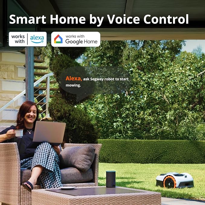 Segway Navimow i105N Robot Lawn Mower Perimeter Wire Free 1/8 Acre RTK+Vision Robotic Lawnmower, AI-Assisted Mapping, Virtual Boundary, APP Control, 58dB(A) Quiet, Multi-Zone Management-VerdiqueGarden