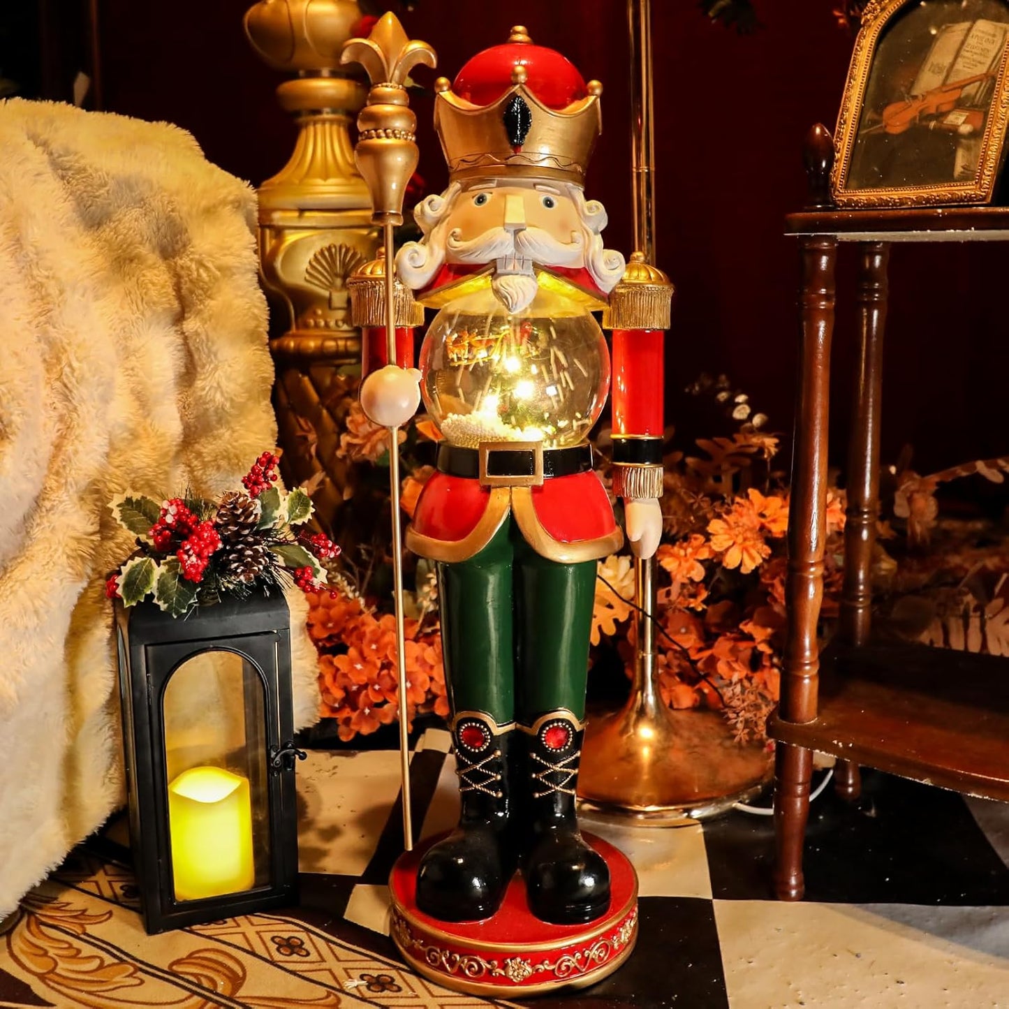 Bdor Lantern Decorative Candle Lantern 16 Inch Remote Vintage Decorations with Timer LED Metal Hanging Lantern for Home Outdoor Porch Decor Christmas Centerpieces for Tables-VerdiqueGarden