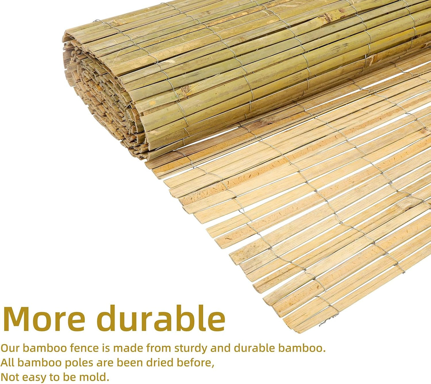 Natural Bamboo Slat Screening,6.5FT x 13FT Bamboo Fence Panel for Garden Privacy Fence Screen for Indoor or Outdoor(2mx4m Approx)-VerdiqueGarden
