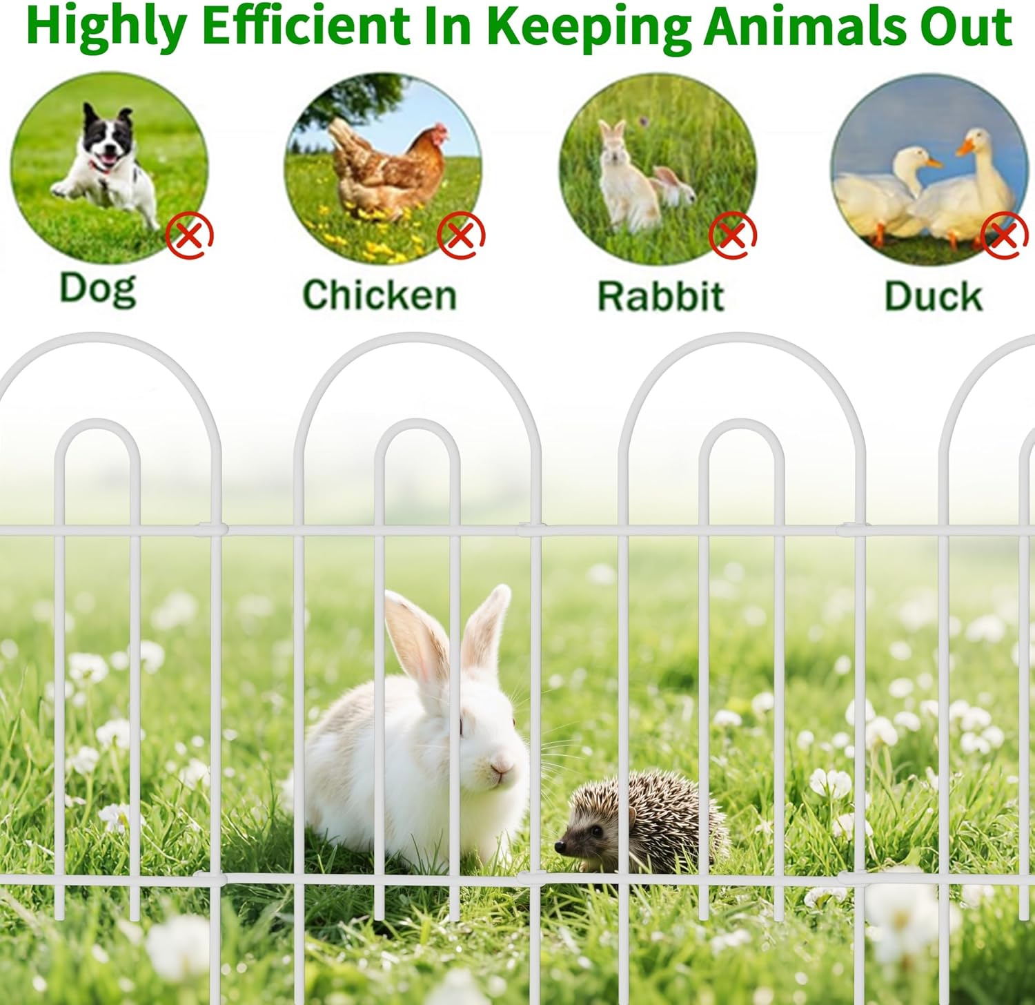 AMAGABELI GARDEN & HOME 14 Panels 32in(H)×20ft(L) Decorative Garden Fences and Borders for Dogs No Dig Rustproof Metal Fence Panel Garden Edging Border Animal Barrier Fencing for Flower Bed Yard White-VerdiqueGarden