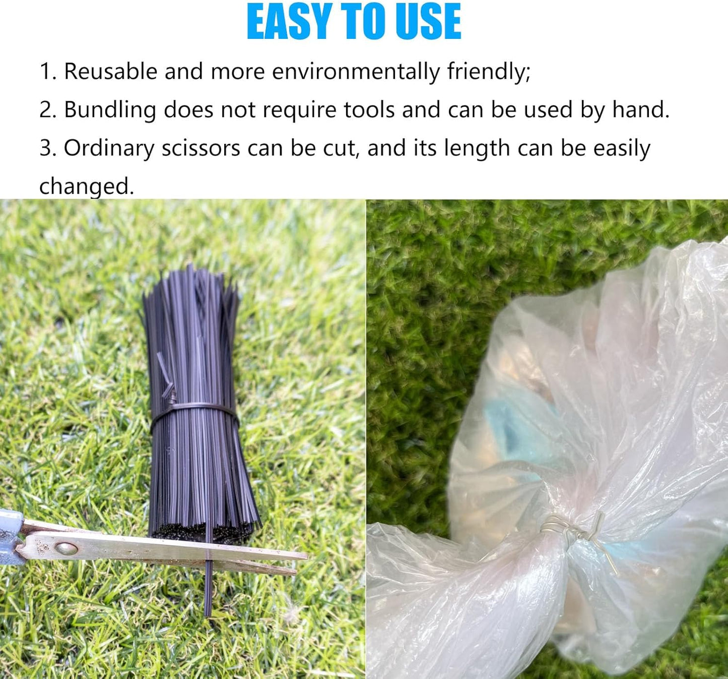 Plastic Black 4" Twist Ties, Reusable Cable Ties,Long Garbage Bag Twist Ties, Trash Bag Coated Ties, Twisty Ties for Organizing, Plant Hollding, Office, Christmas Tree (500 Pcs/4 inch)-VerdiqueGarden