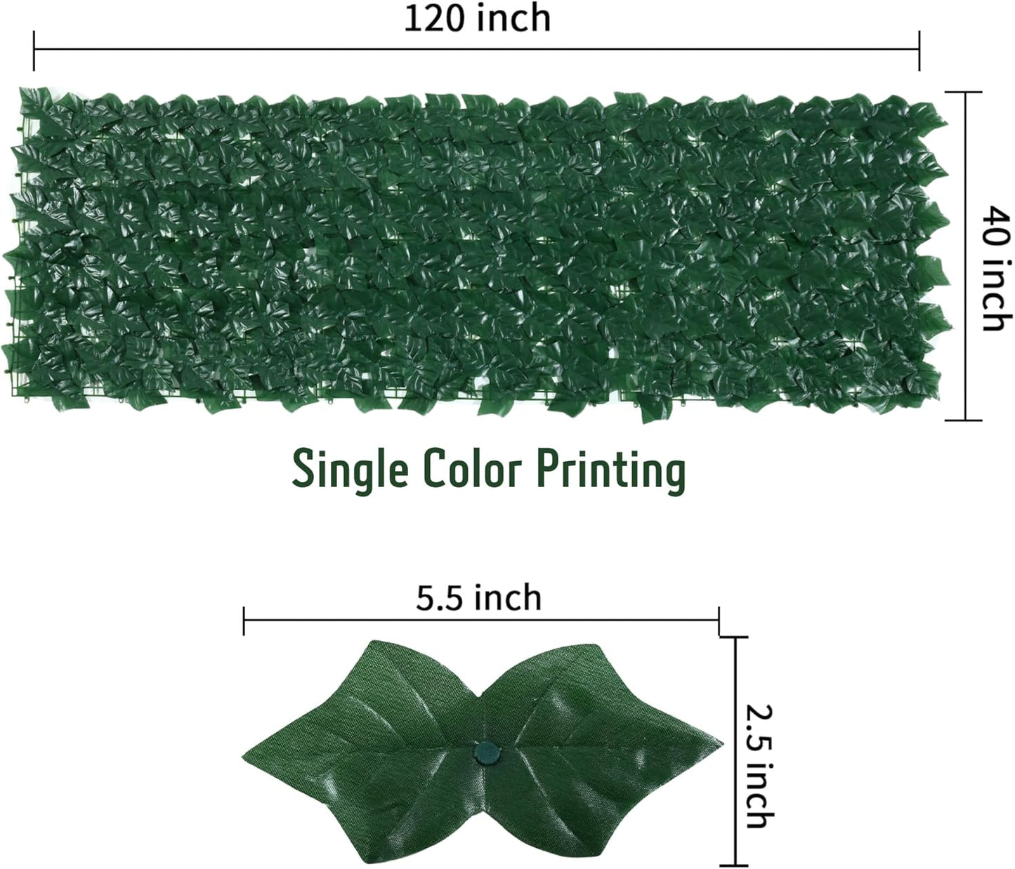 Jinwu Artificial Ivy Privacy Fence Screen, 39.4x118 inch Artificial Faux Ivy Hedge, Expandable Faux Privacy Fence with 80 pcs Zip Ties Decoration for Wall Screen, Outdoor Garden, Wedding Decor-VerdiqueGarden