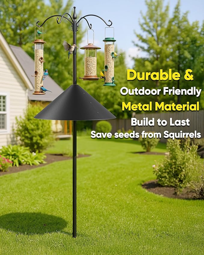 19 Inch Metal Squirrel Baffle for Bird Feeder Pole, Squirrel Proof for Hanging Bird Feeder, Outdoor Cover for Rain, Rust Proof Chew Proof Heavy, 1 Pack-VerdiqueGarden