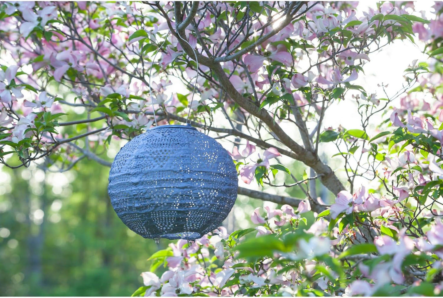 Allsop Home Garden 32026 Soji Stella Globe 8-in. Tyvek Solar Lantern (Metallic Blue)-VerdiqueGarden