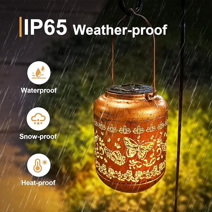 Butterfly Solar Lanterns Outdoor Hanging Waterproof Butterfly Garden Decor Christmas Gifts for Women Mom Grandma Metal Solar Lights Decoration Outside for Yard, Patio,Pathway Landscape-VerdiqueGarden