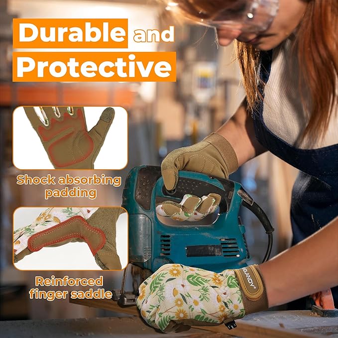 HANDLANDY Women Safety Work Gloves Utility Touch Screen Working Grip Glove for Yardwork Gardening Breathable Mechanic Gloves-VerdiqueGarden