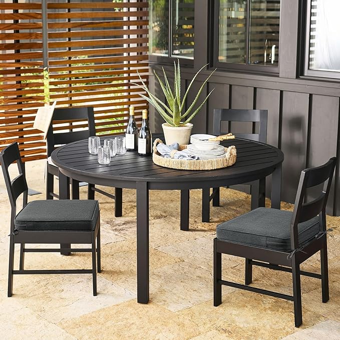 Outdoor Square Corner Seat Cushion, 18.5"x16"x3", Set of 4, Non Slip Seat Cushion Pads with Removable Cover for Patio Furniture, Garden Yard Lawn, Charcoal Gray-VerdiqueGarden