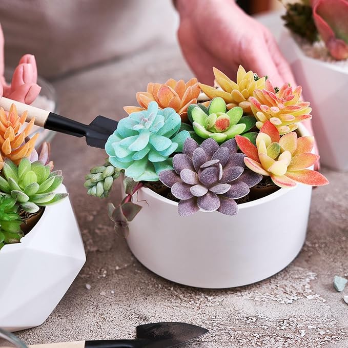 Tigeen 80 Pcs Artificial Plastic Succulents Realistic Textured Assorted Decorative Fake Faux Succulents Unpotted for Lotus Landscape Garden Arrangement-VerdiqueGarden