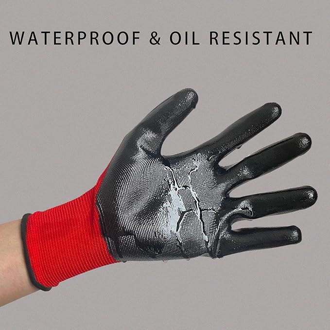 Evridwear Work Gloves with Grip Rubber Coated for Men Women Warehouse Mechanic,12 Pairs Bulk-VerdiqueGarden