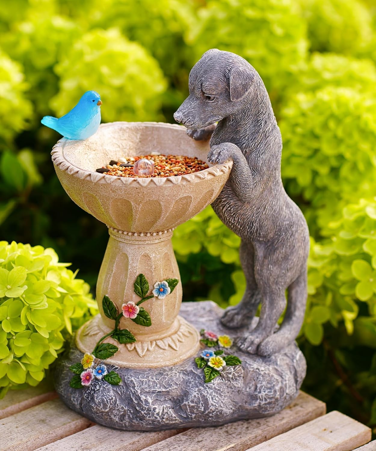 Dachshund Dog Statues for Bird Bath: Outdoor Sculptures for Garden Lawn Patio Yard Balcony Porch - Unique Gifts for Mother Grandma Women-VerdiqueGarden