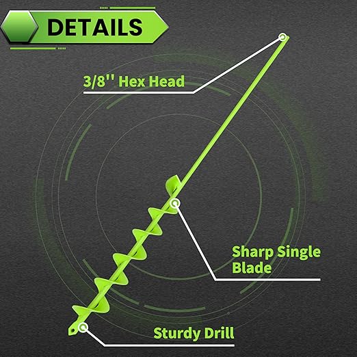 SYITCUN Auger Drill Bit for Planting - 2" X 32" Heavy-Duty Garden Auger Spiral Drill Bit - Bulb Planter Tool & Auger Post Hole Digger - 3/8" Hex Drive Drill-VerdiqueGarden