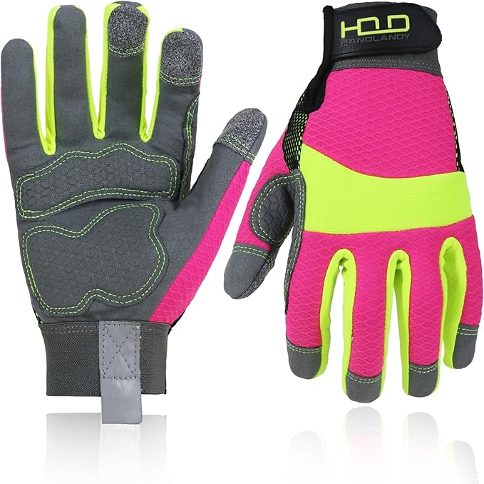 HANDLANDY Women Safety Work Gloves Utility Touch Screen Working Grip Glove for Yardwork Gardening Breathable Mechanic Gloves-VerdiqueGarden