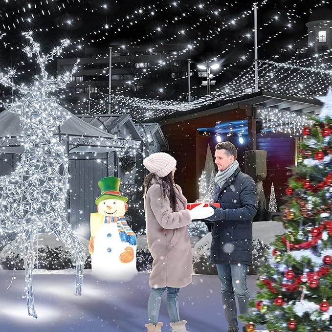 KNONEW 600ft 1500 LED String Lights Outdoor Christmas Lights 8 Modes & Timer Fairy Light Plug in Waterproof LED String Lights for Xmas Yard Tree Wedding Party Holiday Decorations (Cool White)-VerdiqueGarden