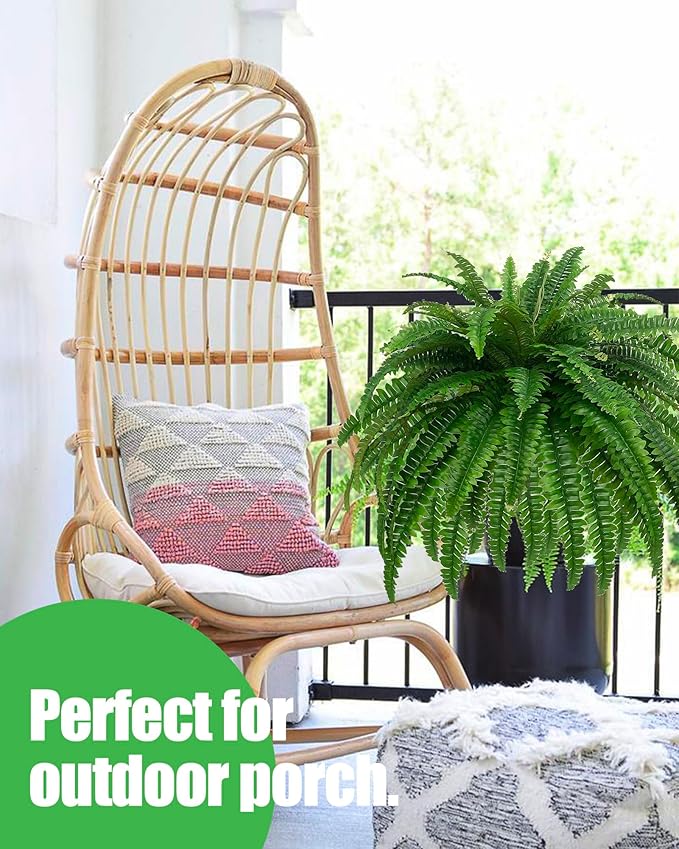 GYERB Large Fake Boston Ferns, 88 Branches Artificial Ferns, Faux Fern Plants for Home, Office, Garden Indoor Outdoor Decoration(48 inch,1pack)-VerdiqueGarden