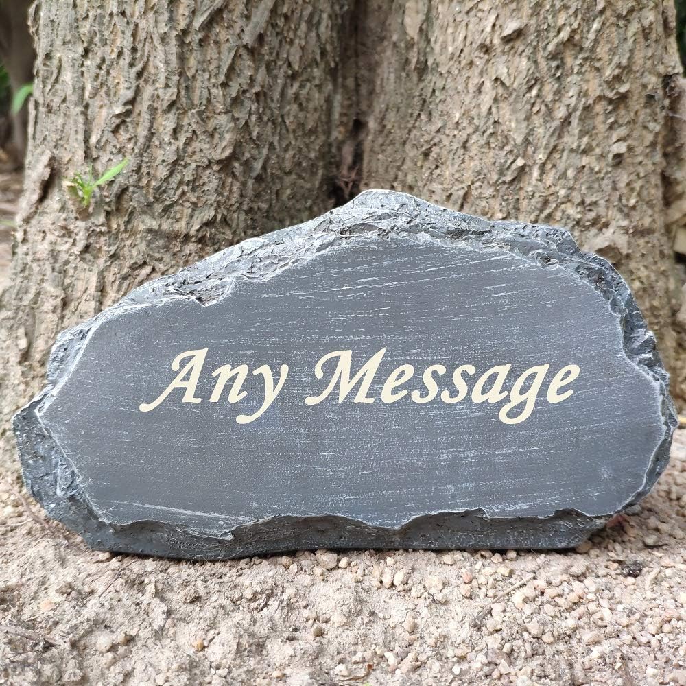 Personalized Garden Stones Engraved with Any Message, larser Engraved Garden Memorial Stones Outdoor Decorative Rocks, 8"X4.5"X2.5"-VerdiqueGarden