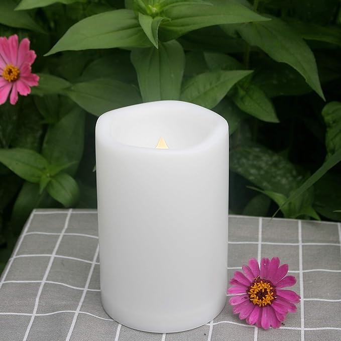 CANDLE CHOICE Waterproof Outdoor Flameless Candles with Remote Timer Large Realistic Flickering Battery Operated Electric LED Pillars Garden Patio Christmas Wedding Decorations 4”x6” 2 Pack-VerdiqueGarden