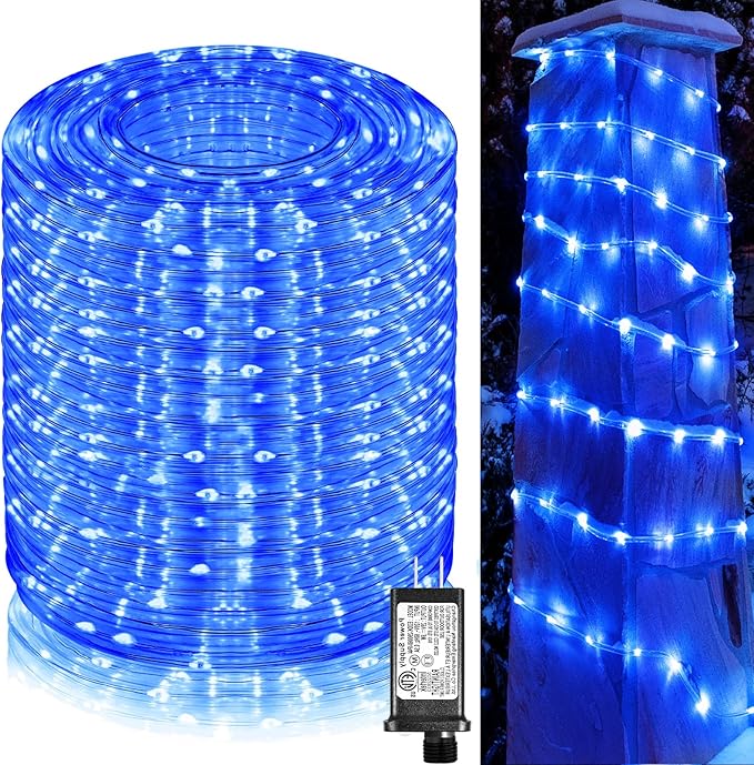 Rope Lights for Outside, 164FT 500 LED String Lights Outdoor with Waterproof 8 Modes, Flexible Plug in Twinkle Fairy Light for Indoor Bedroom Garden Pool Tree Wedding Decorations, Blue-VerdiqueGarden