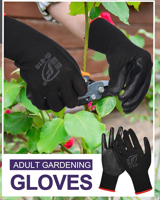 Nuogo 48 Pairs Gardening Gloves for Men Women Rubber Coated Safety Work Gloves Bulk for Gardening Construction Work-VerdiqueGarden