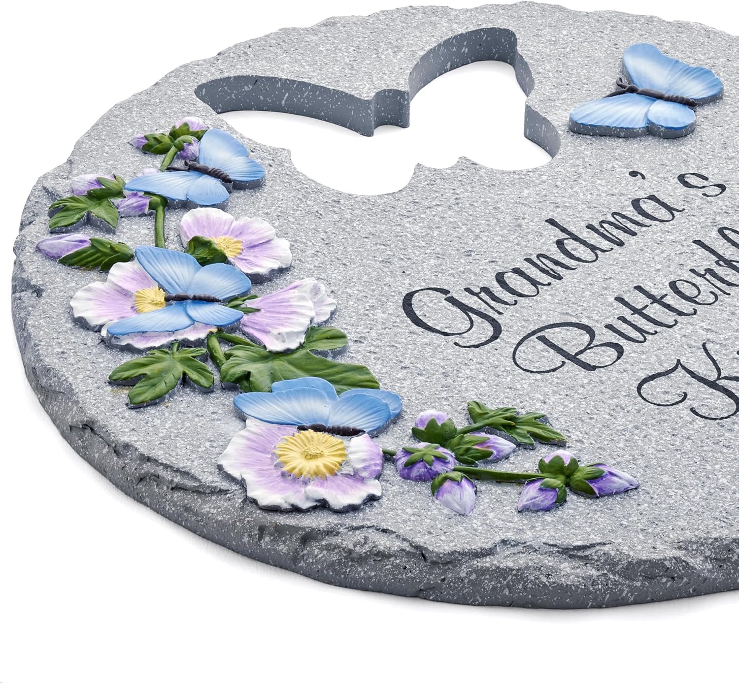 Let's Make Memories Personalized Garden Décor - Custom Garden Stone - Indoor/Outdoor - for Mom or Grandma - for Her - Engraved - Butterfly Cutout - Durable Resin - Large Round Stone-VerdiqueGarden