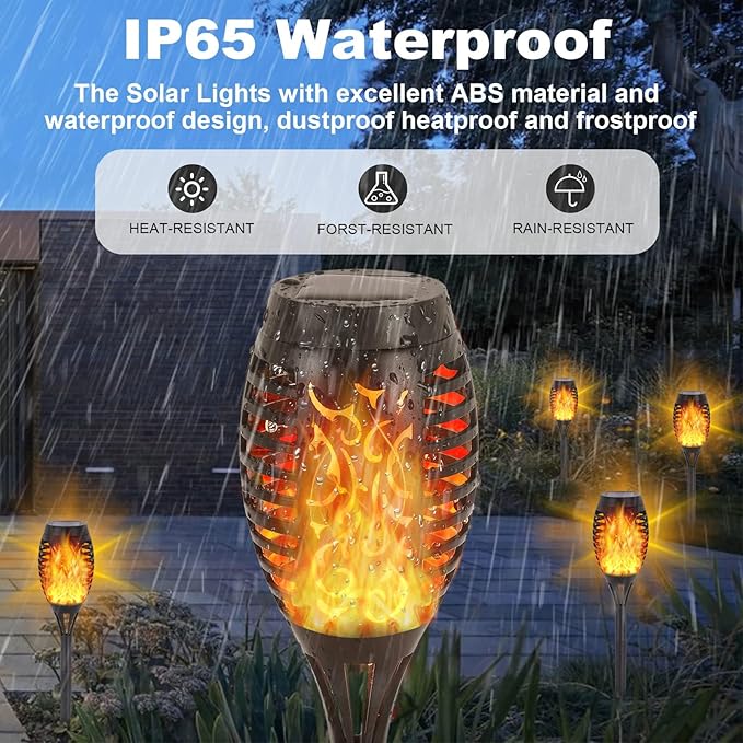 Solar Lights Outdoor, 8Pack Solar Torch Light with Flickering Flame for Garden Decor, Waterproof Outdoor Lighting Landscape, LED Flame Torches for Outside Patio Pathway Yard Decorations-VerdiqueGarden