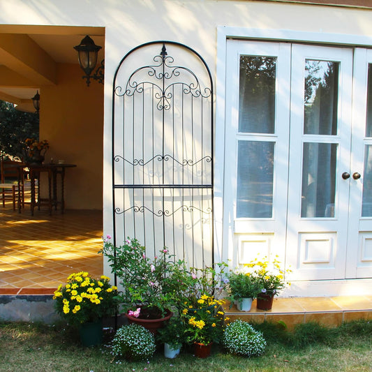 Trellis for Climbing Plants 86.6" H x 29.5" W Tall Garden Trellis Wrought Iron Heavy Scroll Metal Decoration Lawn Patio for Rose Clematis Ivy Weather Resistant-VerdiqueGarden