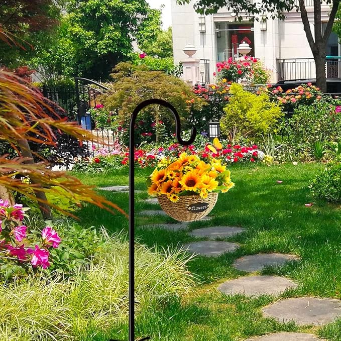 Shepherd Hooks Outdoor 48 Inches for Lanterns Heavy Duty Shepherd Stand Plant Hanger Yard Hooks for Solar Lights,Bird Feeder,Wedding,Mason Jar,Planter Pot,Adjustable Height-VerdiqueGarden