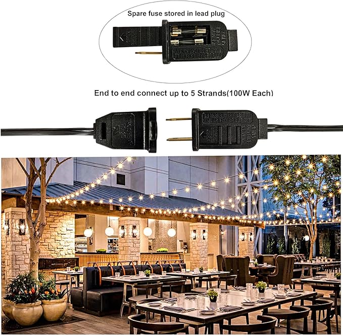 Outdoor String Lights 200FT Waterproof Globe String Lights with 104 Shatterproof G40 LED bulbs, Dimmable Connectable Patio Light String Lights for hanging Bistro Backyard Gazebo,2-Pack x 100ft-VerdiqueGarden
