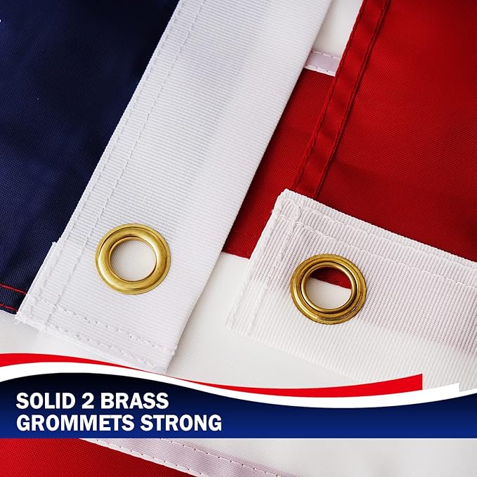 Homissor American Flag 10x15 for Outside US Flags Outdoor Heavy Duty United State USA Flag Embroidered Stars for All Weather High Wind Sewn Stripes With Brass Grommets-VerdiqueGarden