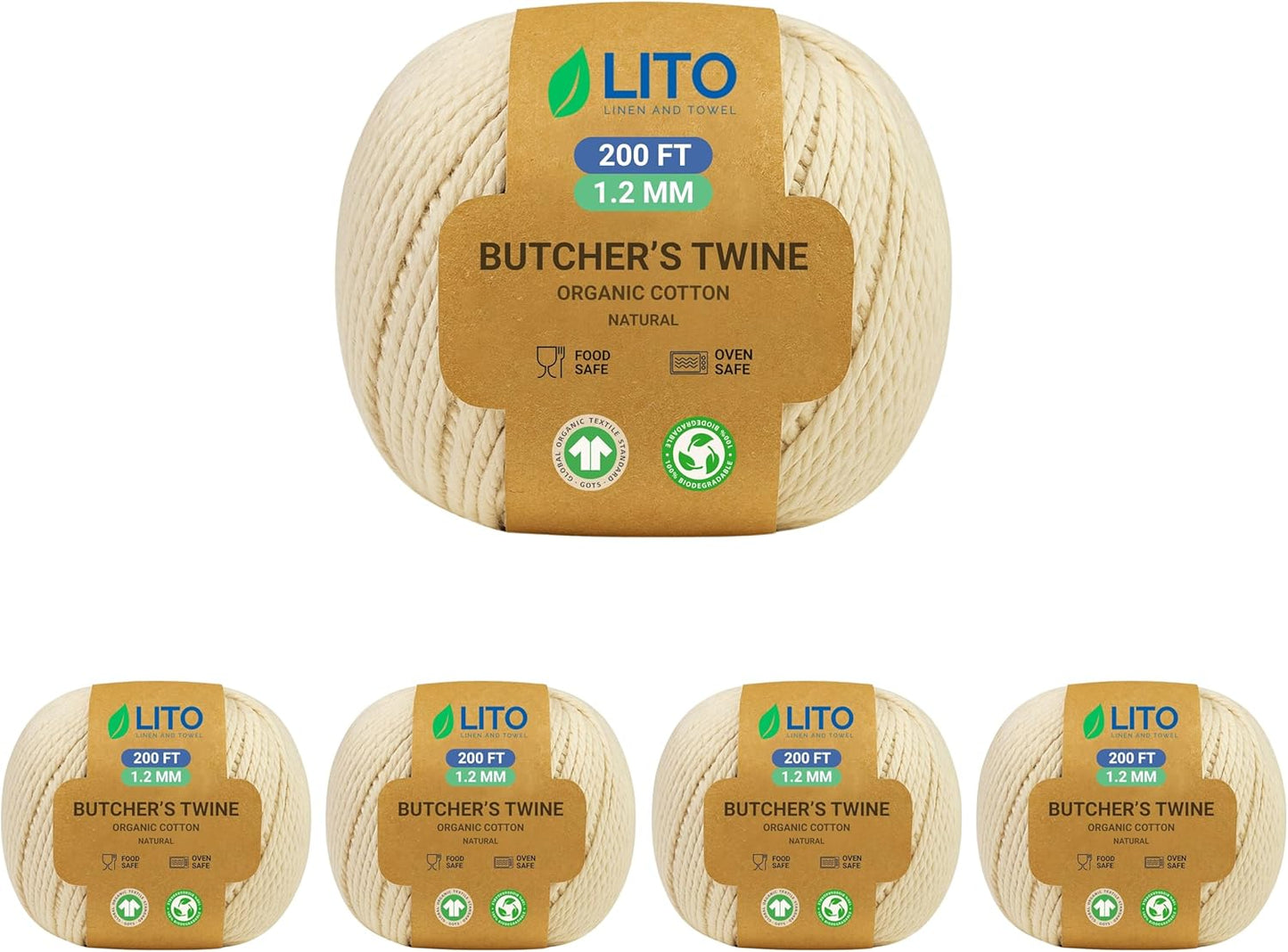 Organic Butcher’s Twine for Cooking & Trussing – 1.2mm Heavy-Duty Natural Cotton Kitchen Twine 1000 Feet – Food-Safe, Oven-Safe String for Meat, Turkey, Baking, & Crafts-VerdiqueGarden