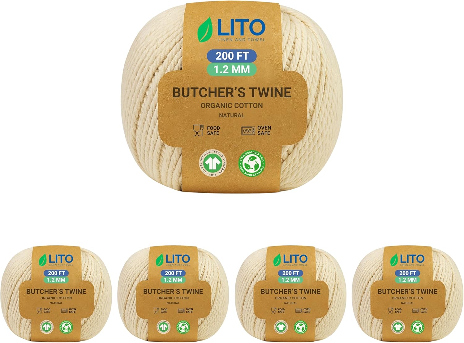 Organic Butcher’s Twine for Cooking & Trussing – 1.2mm Heavy-Duty Natural Cotton Kitchen Twine 1000 Feet – Food-Safe, Oven-Safe String for Meat, Turkey, Baking, & Crafts-VerdiqueGarden