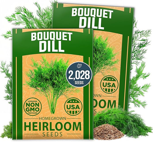 HOME GROWN Dill Seeds 2 Pack (Anethum Graveolens) - 2028 Non-GMO Heirloom Herb Seeds for Planting Indoors or Outdoors, High Germination, Ideal for Herb Gardens, Pots, and Cooking Flavorful Dishes-VerdiqueGarden