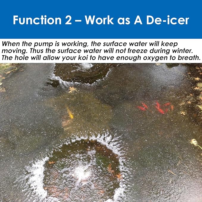 AquaMiracle Pond Aeration Kit Pond Air Pump Koi Pond Aerator for Pond up to 1500 Gallons Pond Deicer All-in-One Pond Aeration System with 2-Outlet Airline Tubing Air Stones Check Valves-VerdiqueGarden