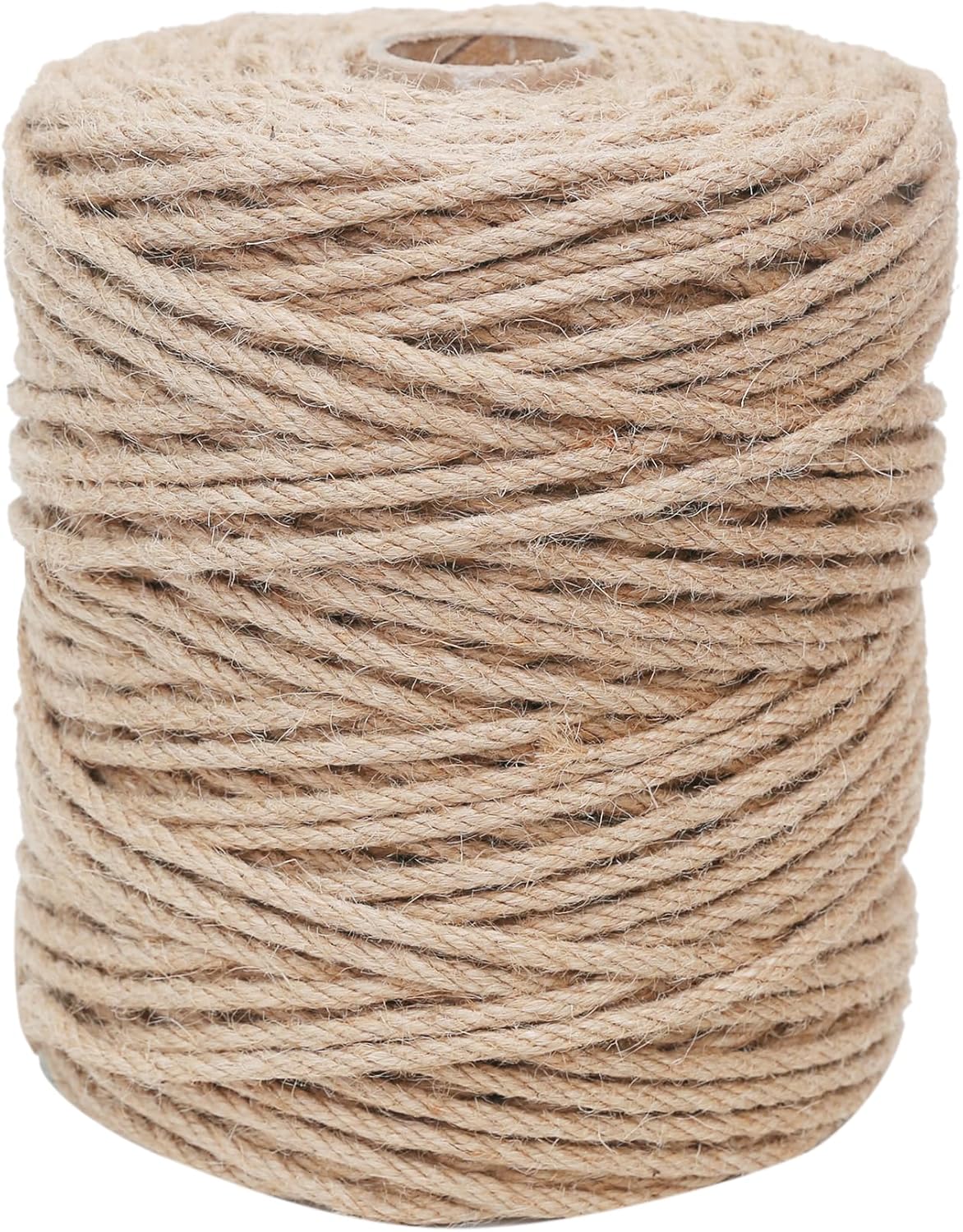 Natural Jute Twine 656ft 6mm,4Ply Twisted Thick Twine Rope Strong Jute String Roll for Crafts Gift Wrapping Gardening Home Decor Bundling Cat Scratching Post-VerdiqueGarden