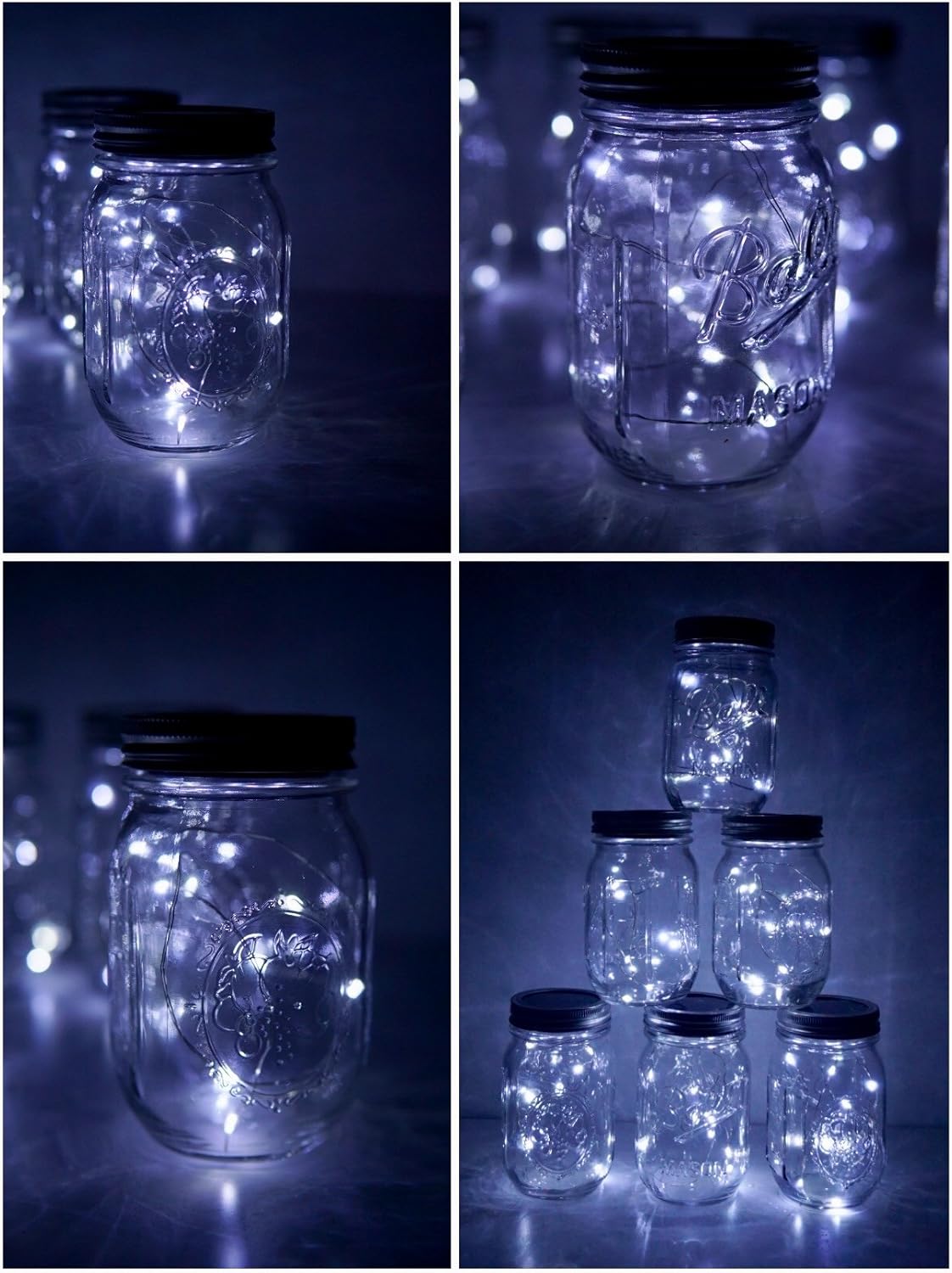 Decorman Solar Mason Jar Lid Lights, 6 Pack 10 LED Waterproof String Fairy Star Firefly Jar Lids Lights for Patio Garden Yard Lawn Party Wedding Christmas Decoration(Jars & Hangers Not Included)-VerdiqueGarden