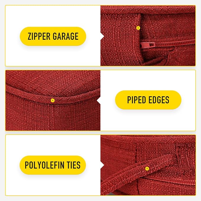 SUNROX Gel Memory Foam Chair Cushions, FadeShield Water-, Stain-Resistant Durable Reversible Seat Cushion Pads with Ties for Indoor/Outdoor Kitchen Dining Office, 19"x19", Set of 2, Burgundy-VerdiqueGarden