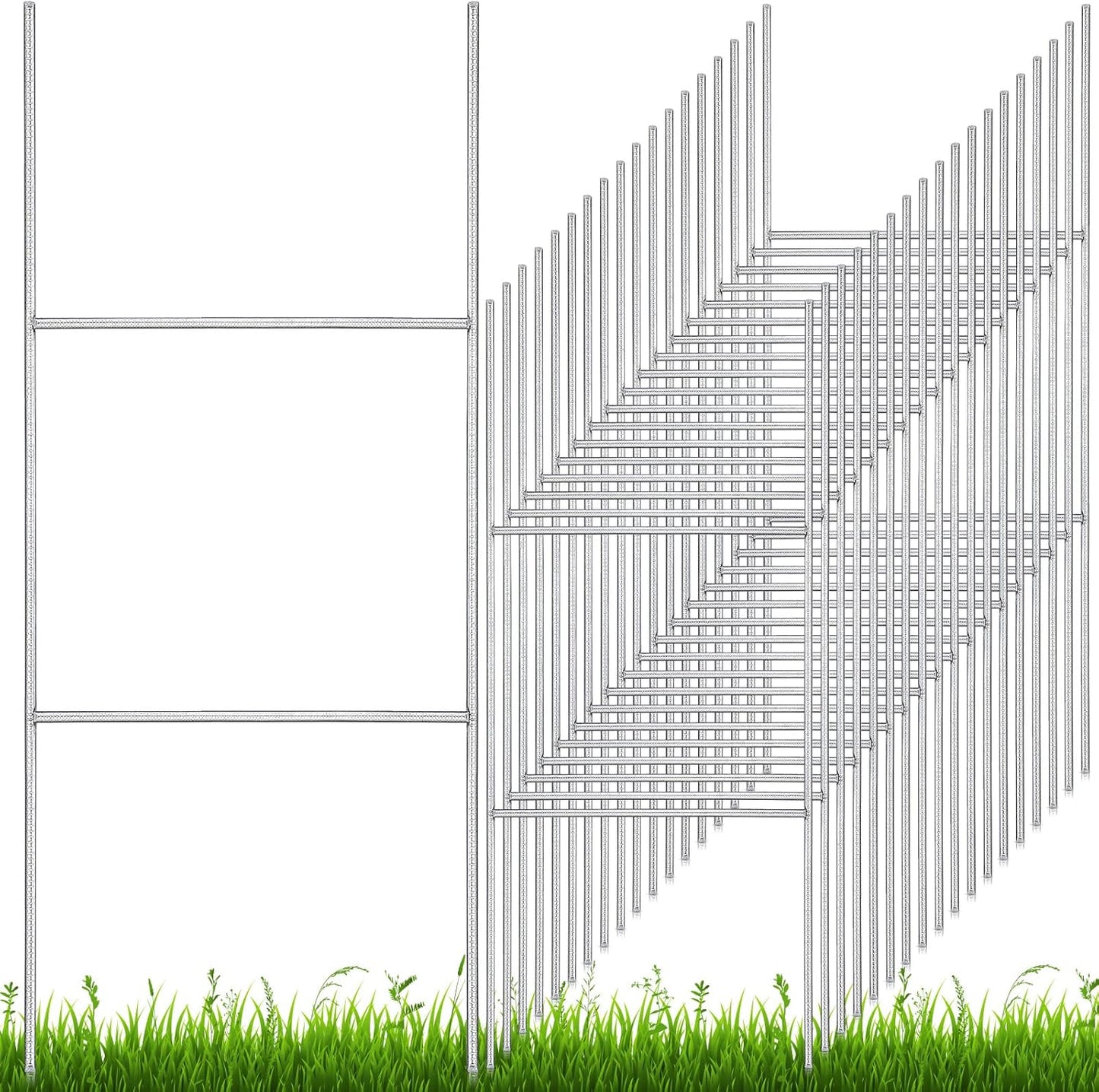 30 Pcs H Stakes for Yard Signs 24'' x 10'' Metal Heavy Duty H Frame Lawn Wire Stakes Weatherproof Metal Sign Holder Bulk for 4mm 5mm Corrugated Signs Board Guidepost Yard House Garden Decor-VerdiqueGarden