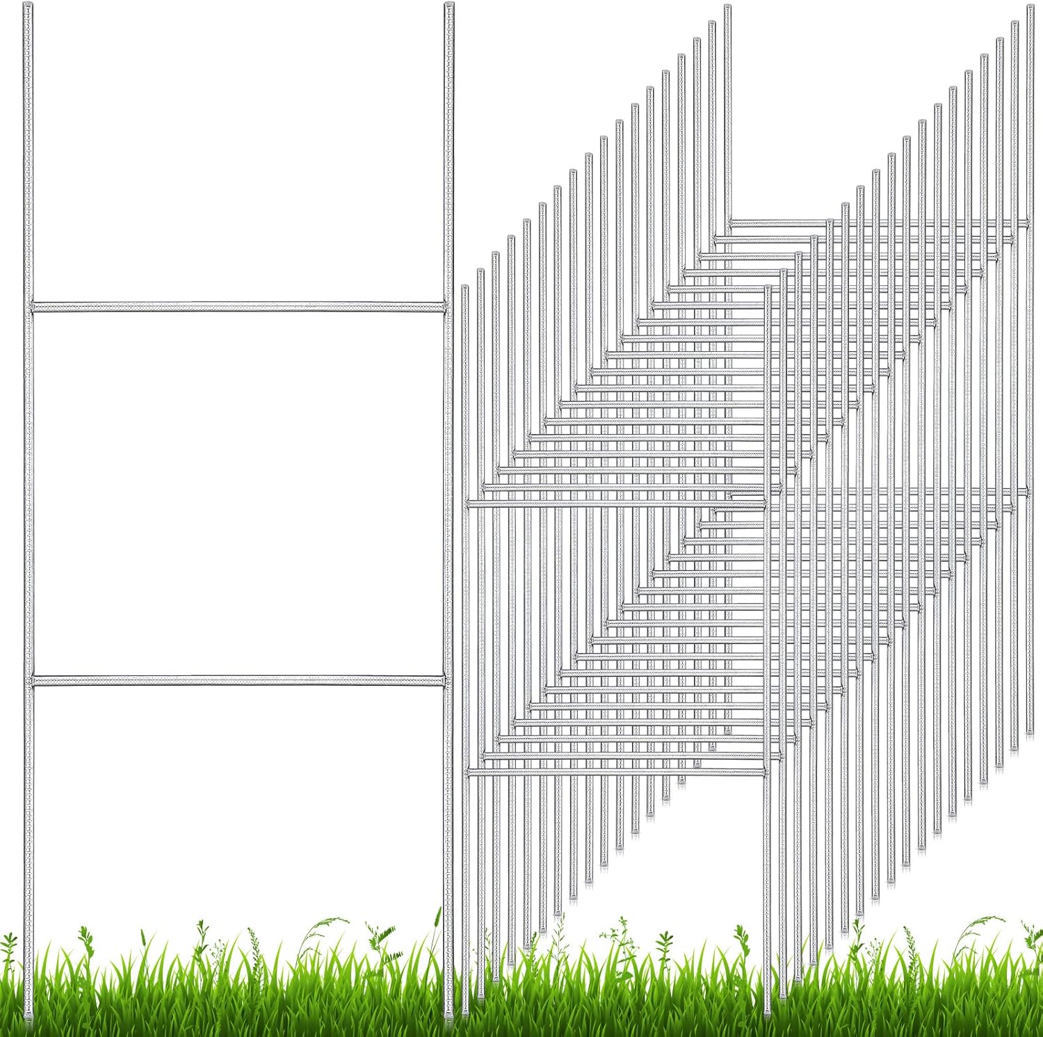 30 Pcs H Stakes for Yard Signs 24'' x 10'' Metal Heavy Duty H Frame Lawn Wire Stakes Weatherproof Metal Sign Holder Bulk for 4mm 5mm Corrugated Signs Board Guidepost Yard House Garden Decor-VerdiqueGarden