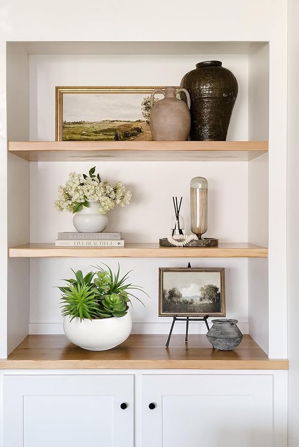 Fake Plants Artificial Succulents in Pots Faux Succulent Arrangement Potted Plant in White Ceramic Planter Bowl for Home Decor Office Desk Bathroom Shelf Living Room Indoor Decorations-VerdiqueGarden