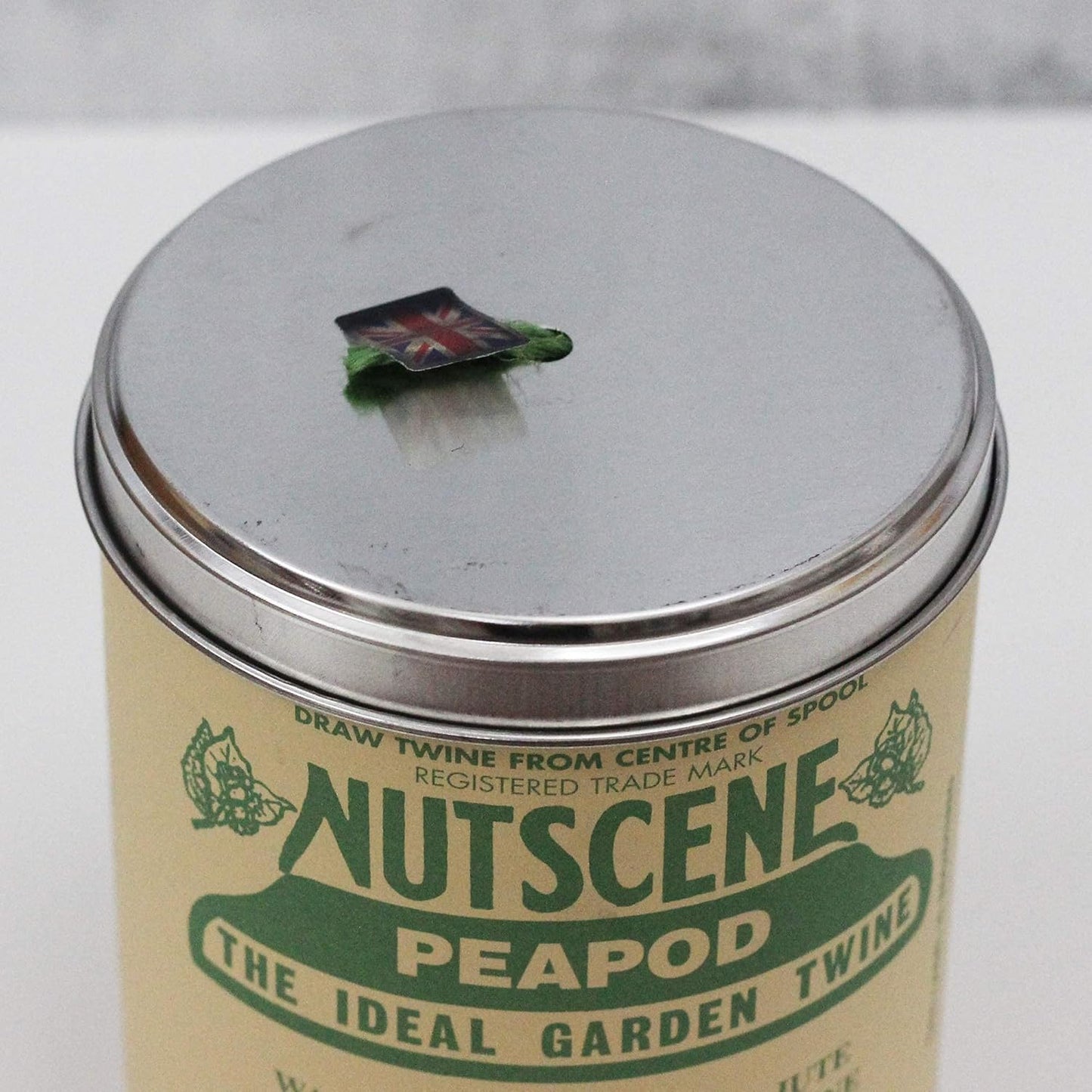 NUTSCENE Iconic Tin (Tin ‘O’ Twine) with Their Heritage Scottish Jute Twine and Hole in Top for Easy Dispensing. 14 Colors to Choose from. 164 Yards. (Peapod)-VerdiqueGarden
