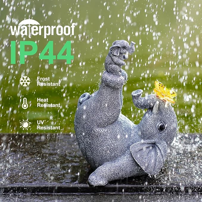 Solar Elephant Statues for Garden Decor - Elephant Handstand Mother&Son Solar Statue with Solar Butterfly,Best Birthday Gifts for Mom,Women-VerdiqueGarden