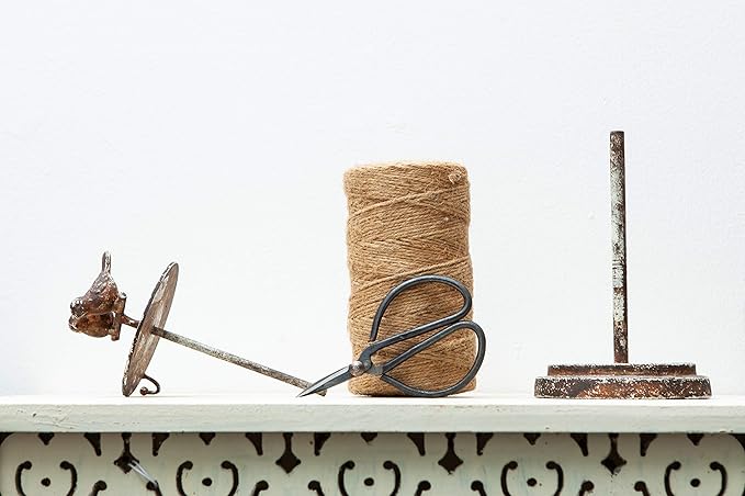 SOFFEE DESIGN Vintage Jute Twine Holder with Scissors for Garden Farmhouse Kitchen Counter Antique Twine Set Birds Rustic Black-VerdiqueGarden