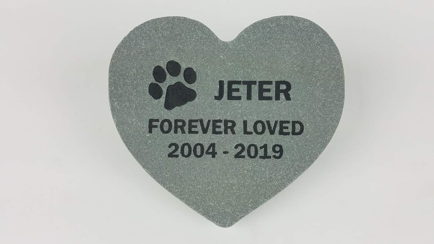 Pet Memorial Headstone Grave Marker Gray Natural Stone Heart 8" for Your Dog Or Cat Personalized-VerdiqueGarden